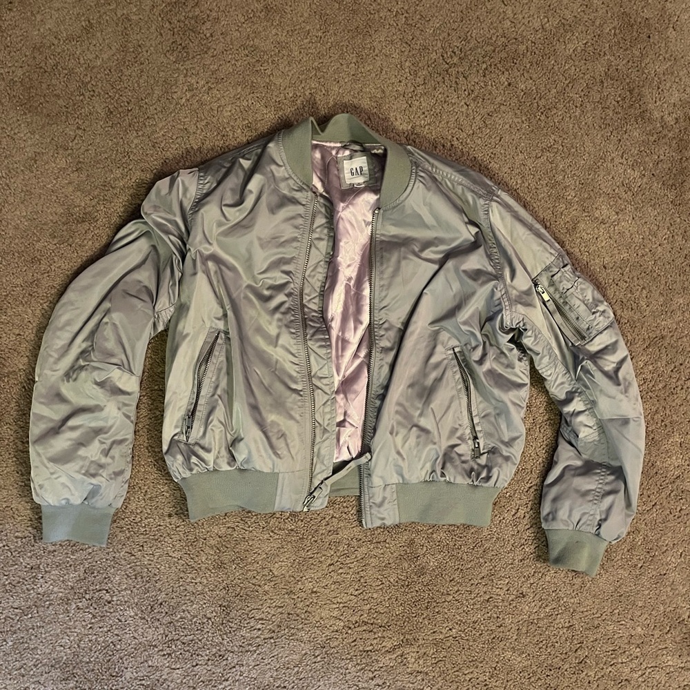 Gap satin grey/lilac bomber jacket.